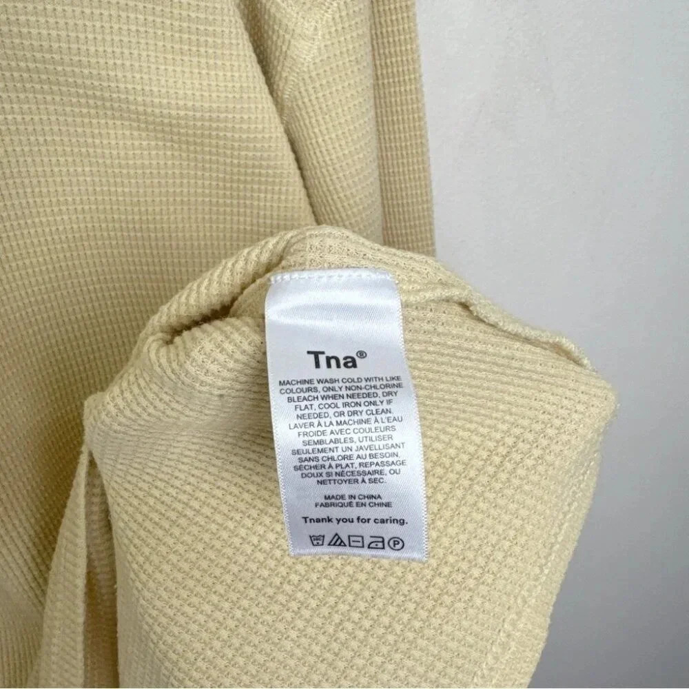 Aritzia Womens Tna Small Waffle  Yellow Long Sleeve Top - Picture 10 of 14